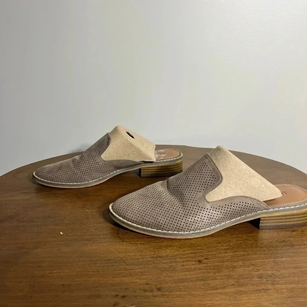 indigo rd. Tan Suede Almond Toe Slip-On Mules Size 7 - Picture 4 of 5